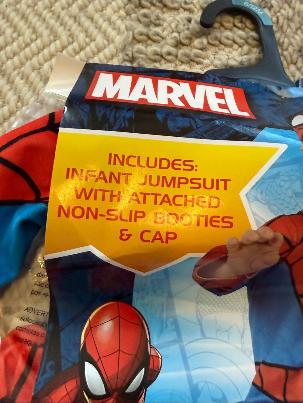 Marvel Spider-Man Blue & Red Infant Jumpsuit Costume w/ beanie 6-12 months nwt - Picture 3 of 7